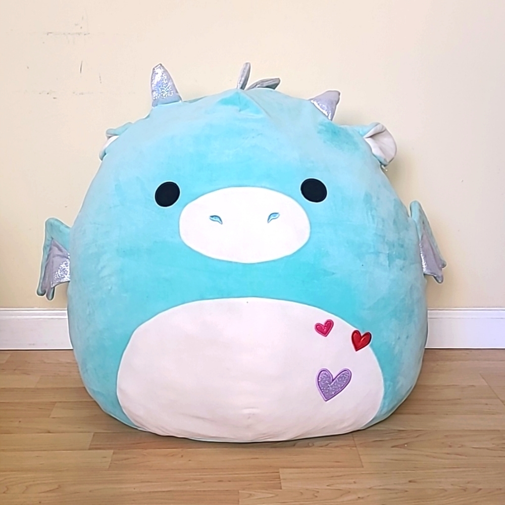 Kellytoy Squishmallows Green Teal Dragon Plush Toy Stuffed Animal 27" Ta…